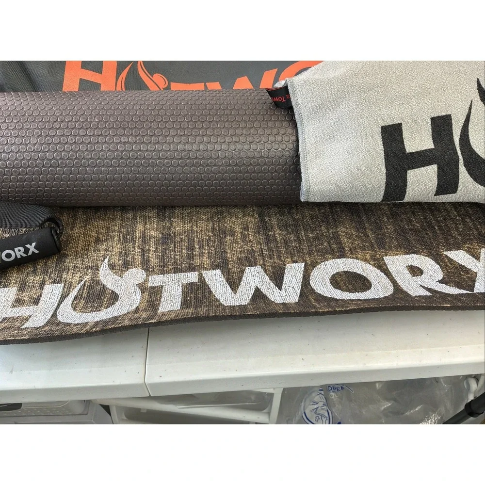 HOTWORX Eco-Friendly Workout Yoga Mat Non-Slip Towel Resistance Band Set Bag